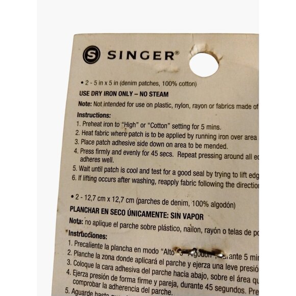 Singer Iron On Patches 2 Pack 5 X 5 Inch Denim Cotton Blue - Picture 6 of 7